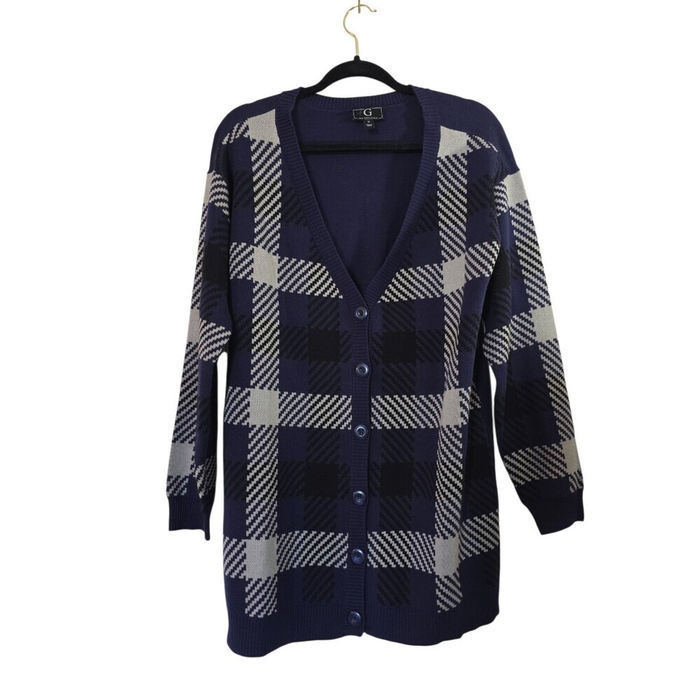 g by giuliana black label sweater Blue Checkered Women's Size Medium